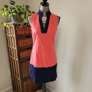 STS Sail to Sable Coral & Navy sleeveless dress. NWT XS